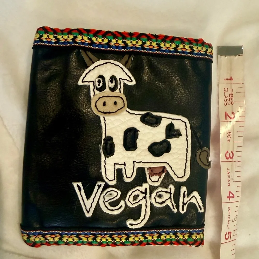 Vegan Cow handcrafted Black Wallet